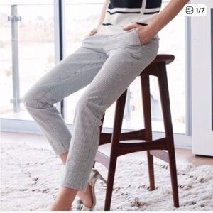 Banana Republic Navy and White Striped Seersucker Cropped Pants